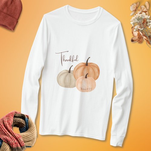 Thankful Three Lovely Pumpkins Thanksgiving T_Shirt