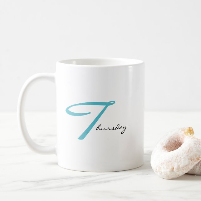 Thankful Thursday Gratitude Affirmation Aesthetic Coffee Mug (With Donut)