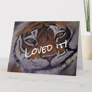 Thankful Tiger with Smile and Bright Eyes Letterpress Thank You Card