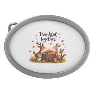 Thankful Together – Cute Woodland Animals Thanksgi Belt Buckle