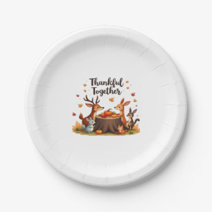 Thankful Together – Cute Woodland Animals Thanksgi Paper Plates