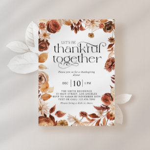 Thankful Together Fall Foliage Thanksgiving Dinner Invitation