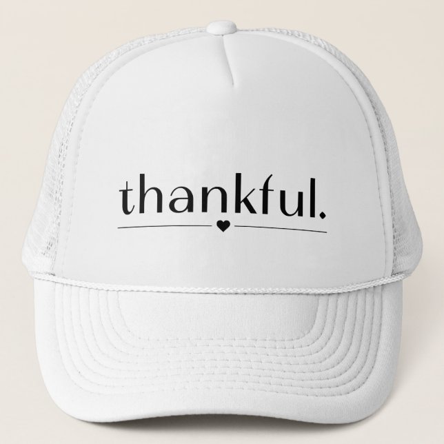 Thankful Trucker Hat Thanksgiving Gift (Front)