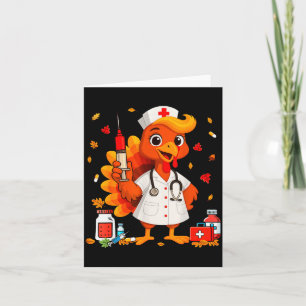 Thankful Turkey Funny Scrub Nurse Fall Thanksgivin Card