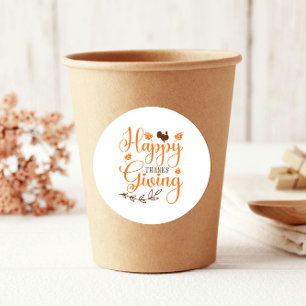 Thankful Turkey Happy Thanksgiving Classic Round Sticker