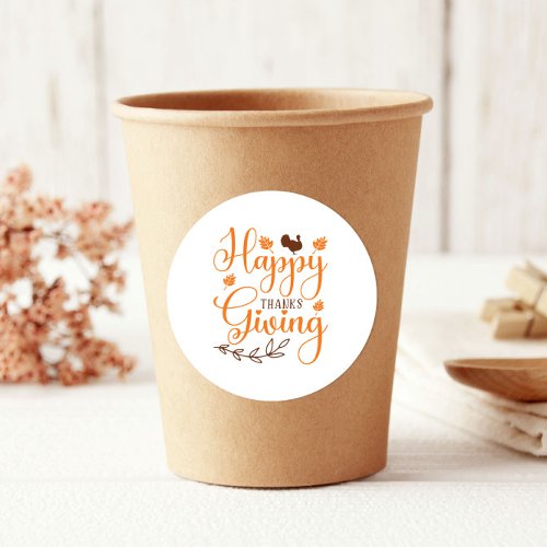 Thankful Turkey Happy Thanksgiving Classic Round Sticker