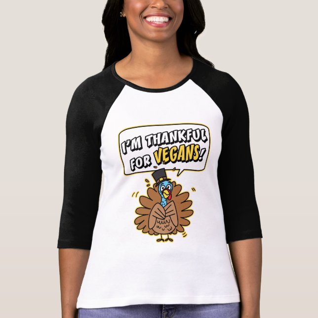 Thankful Turkey Ladies Retro Melange Ringer T-Shir T-Shirt (Front)
