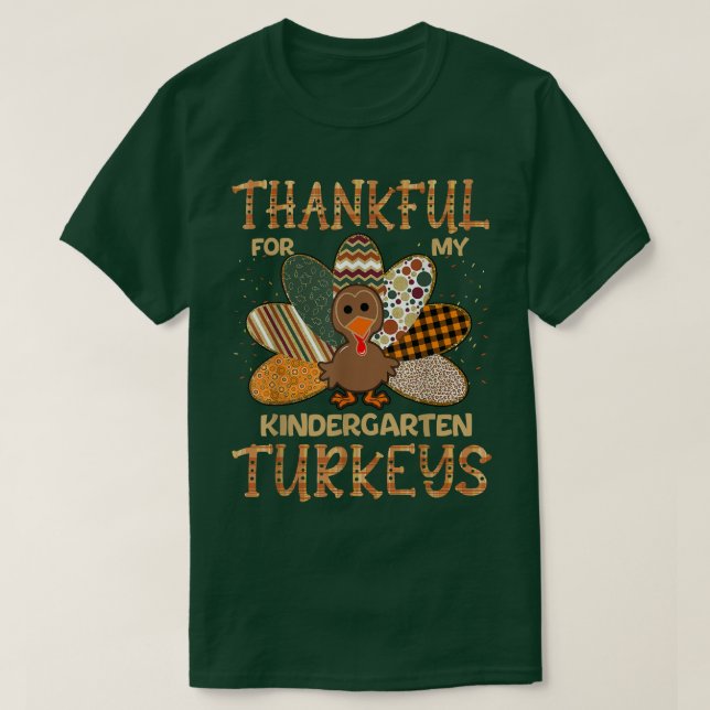 Thankful Turkey Leopard Print Fall Flannels Costum T-Shirt (Design Front)