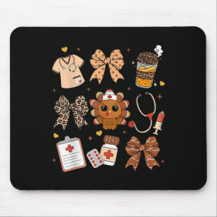 Thankful Turkey Nurse Fall Stethoscope Coquette Th Mouse Pad