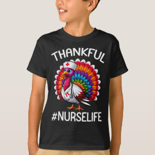 Thankful Turkey Nurse Life Cute Thanksgiving Scrub T-Shirt