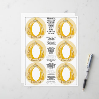 Thankful Turkey Thanksgiving Name Table Card Tags