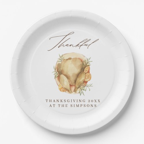 Thankful Turkey Thanksgiving Personalized Paper Plates