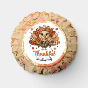Thankful Turkey with Autumn Patchwork Feathers Reese's Peanut Butter Cups