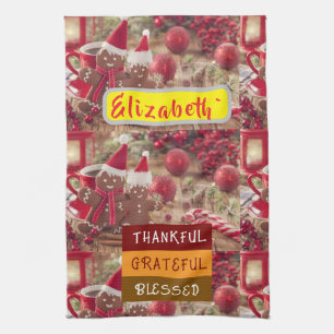 "Thankful & Twinkling: Personalized Holiday Cheer Kitchen Towel
