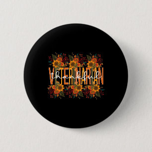 Thankful Veterinarian Thanksgiving Doctor Veterina Button