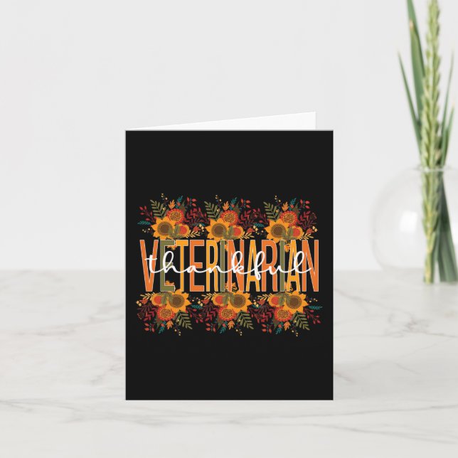 Thankful Veterinarian Thanksgiving Doctor Veterina Card (Front)