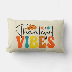 Thankful Vibes Fall Autumn Thanksgiving Lumbar Pillow