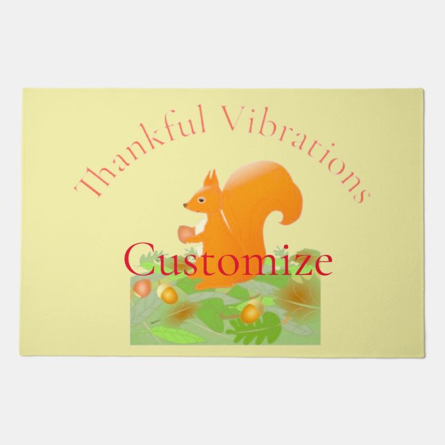 Thankful Vibes Squirrel Thunder_Cove Doormat (Front)