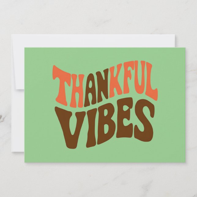 Thankful Vibes Thanksgiving Vintage Thankful  Holiday Card (Front)