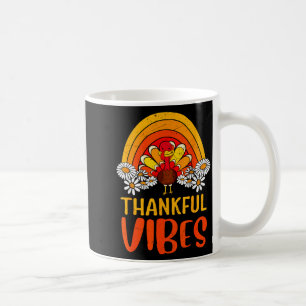 Thankful Vibes Turkey Retro Groovy Thanksgiving Ra Coffee Mug