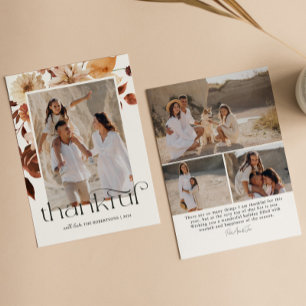 Thankful Watercolor Fall Leaves Thanksgiving Photo Holiday Card