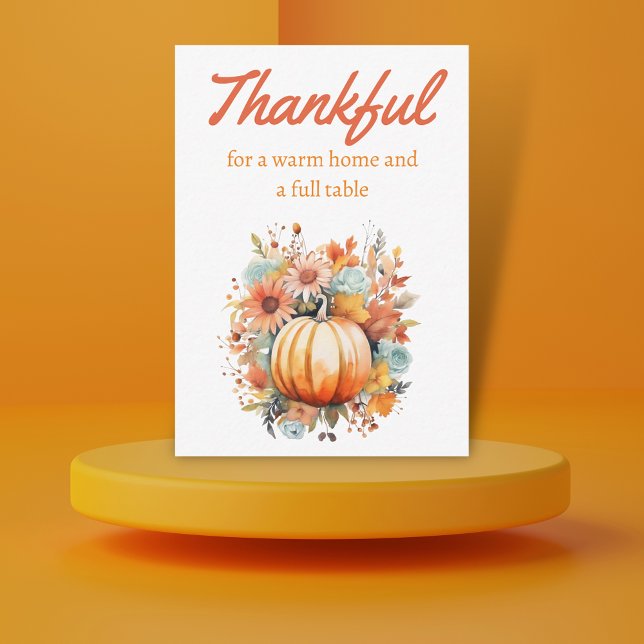 thankful watercolor pumpkin thanksgiving budget note card (Creator Uploaded)