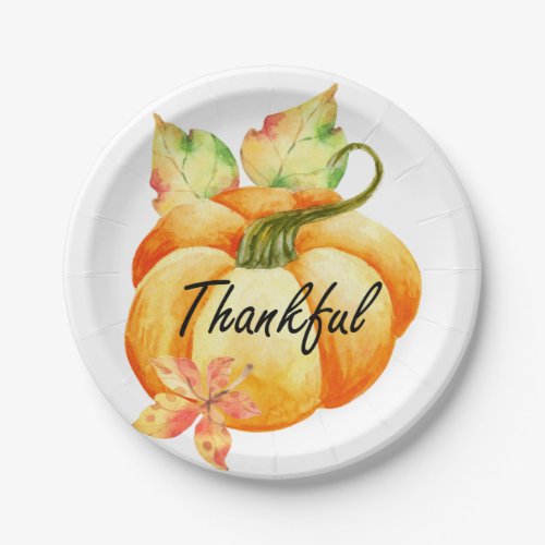 Thankful Watercolor Thanksgiving Paper Plates