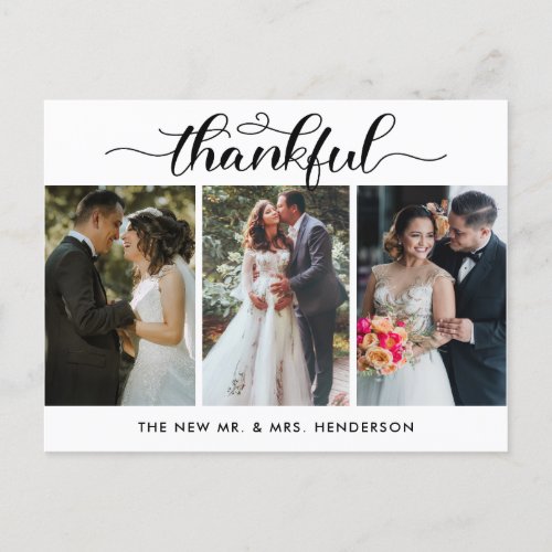 Thankful Wedding Photo Collage Thank You Postcard