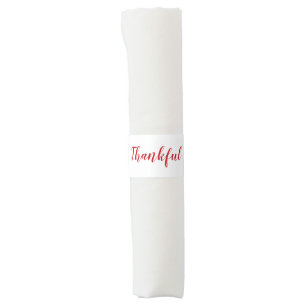Thankful white and red script cute thanksgiving napkin bands