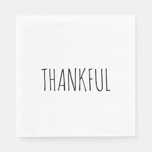 THANKFUL White  Black Thanksgiving Dinner Napkins