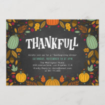 THANKFULL | chalkboard thanksgiving dinner Invitation