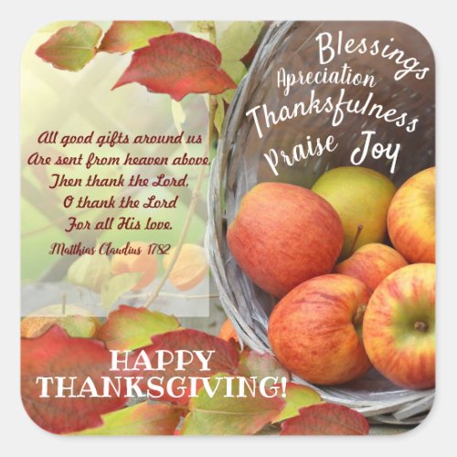 Thankfulness for Gods gifts Square Sticker