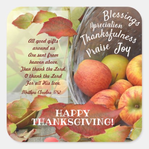 Thankfulness for Gods gifts Square Sticker
