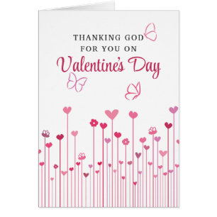 Thanking God for You Heart Flowers Valentine's Day Cards