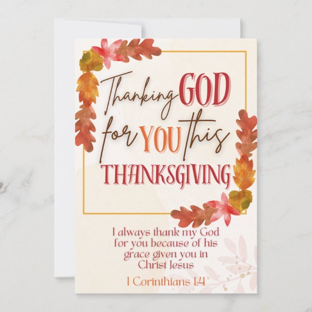 Thanking God for You Thanksgiving Greeting Card (Front)