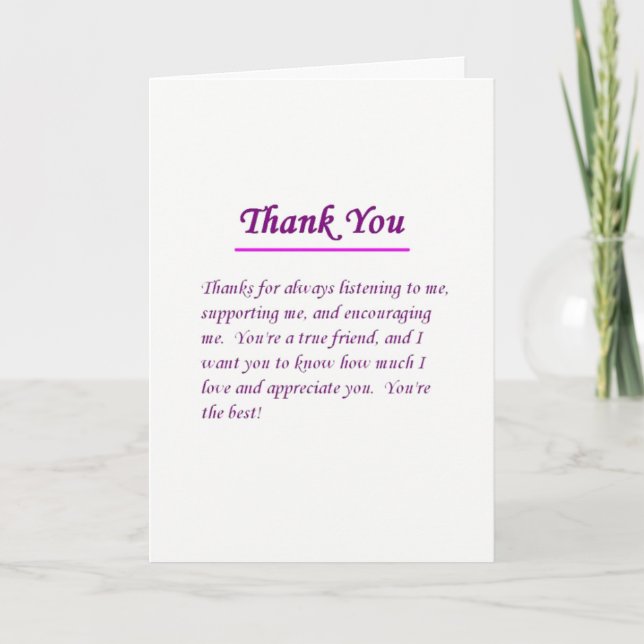 THANKING MY ***LIFE LONG AND BEST FRIEND FOREVER** THANK YOU CARD (Front)