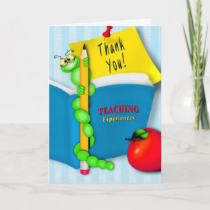 Thanking Teacher from Student - BookWorm Letterpress Thank You Card