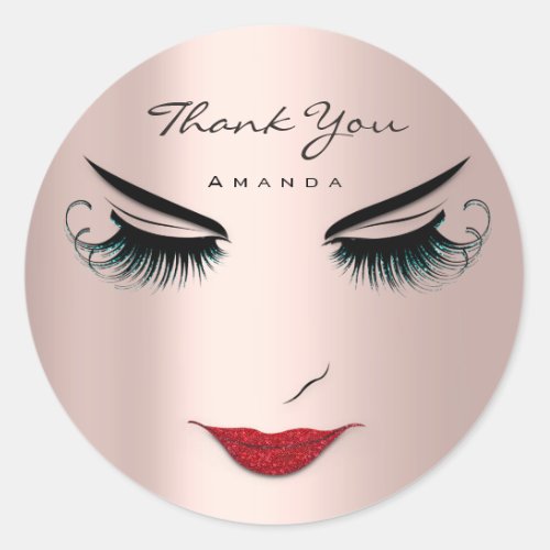 ThankName Eyelash Sweet 16th Rose Logo Qr Blush Classic Round Sticker