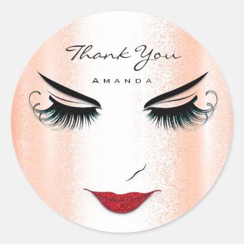 ThankName Eyelash Sweet 16th Rose Logo Qr Coral Classic Round Sticker