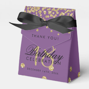 Thanks 18th Birthday Gold Glitter Confetti Purple Favor Boxes