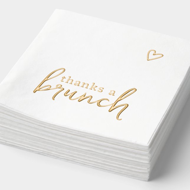 Thanks a Brunch Love Heart Minimalist Foil Napkins (Detail)