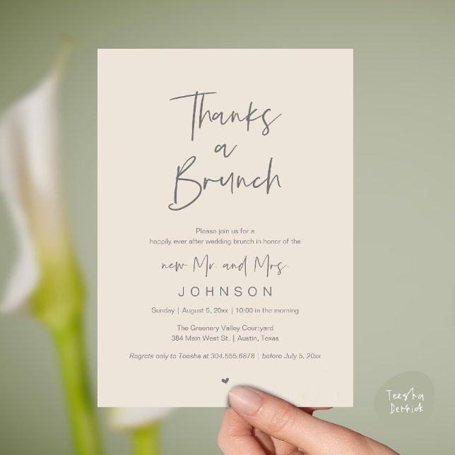 Thanks a Brunch, Post modern wedding celebration Invitation (Thanks a Brunch, Post modern wedding celebration, wedding crew, Invitation card, Cream Grey)