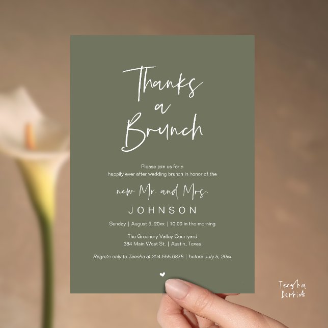 Thanks a Brunch, Post modern wedding celebration Invitation (Thanks a Brunch, Post modern wedding celebration, wedding crew, Invitation card, Olive Sage Green)