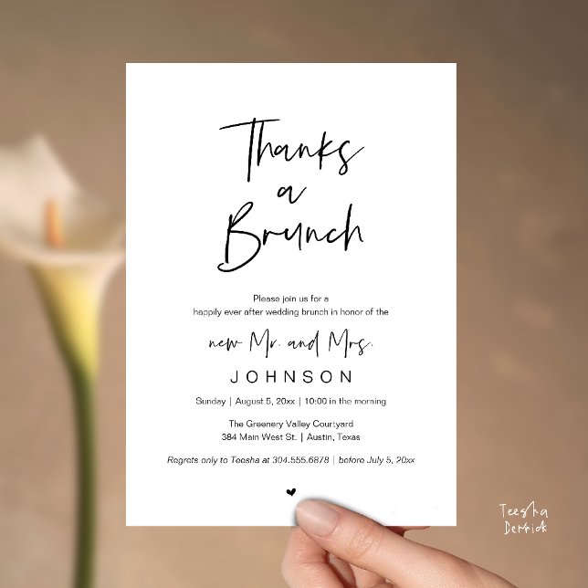Thanks a Brunch, Post modern wedding celebration Invitation (Thanks a Brunch, Post modern wedding celebration, wedding crew, Invitation card, black and white)