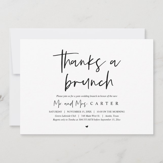Thanks a brunch, post wedding celebration invitation (Front)