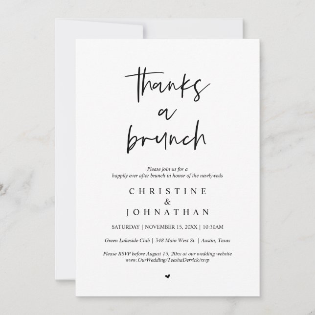 Thanks a brunch, post wedding celebration invitation (Front)