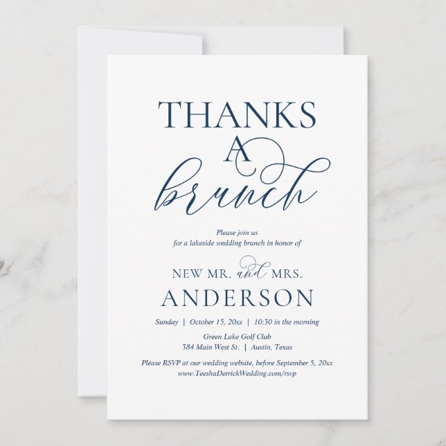 Thanks A Brunch, Post Wedding Elopement Party Invitation (Front)
