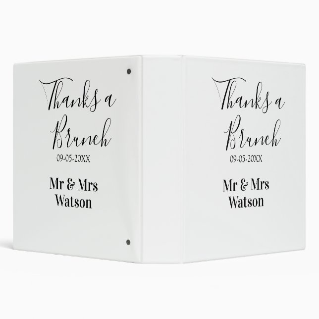 Thanks a brunch post wedding name date simple  3 ring binder (Background)