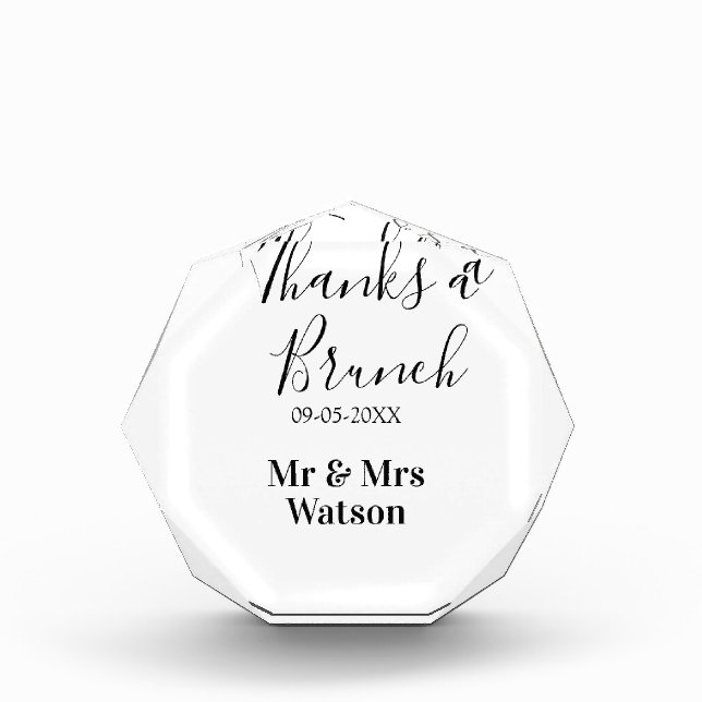 Thanks a brunch post wedding name date simple  acrylic award (Front)