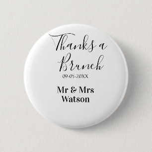 Thanks a brunch post wedding name date simple  button